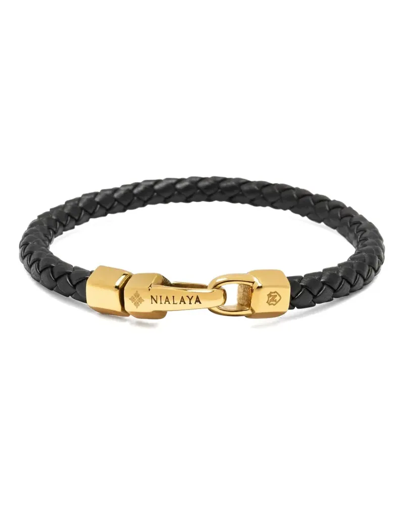 Nialaya braided leather bracelet - Schwarz Schwarz