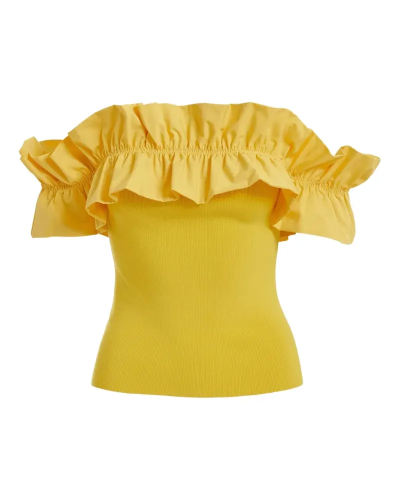 Essentiel ruffled-neck off-shoulder top - Gelb Gelb