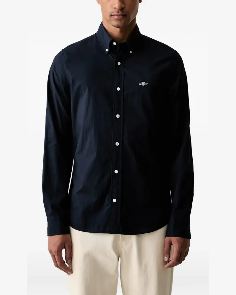 Gant slim embroidered-logo shirt - Blau Blau