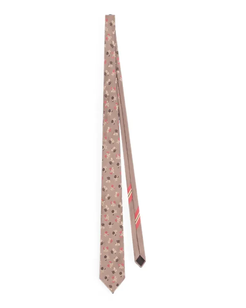 Dries van Noten Seidenkrawatte mit Print - Grau Grau