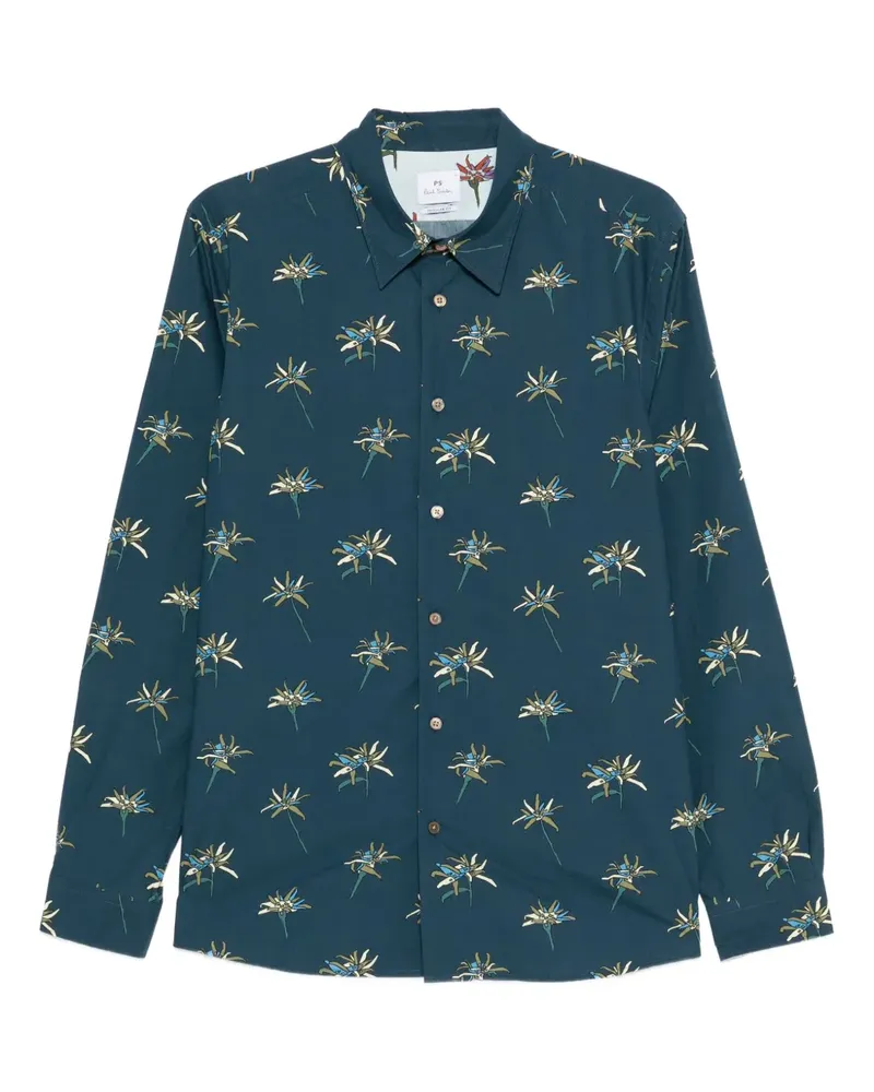 Paul Smith Hemd mit Blumen-Print - Blau Blau