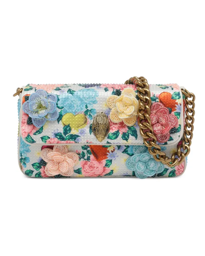 Kurt Geiger Kleine Schultertasche mit Blumenpatch - Weiß Weiß