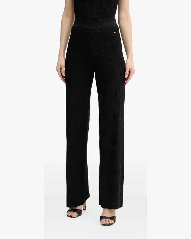 Armani Exchange Schlaghose aus geripptem Strick - Schwarz Schwarz