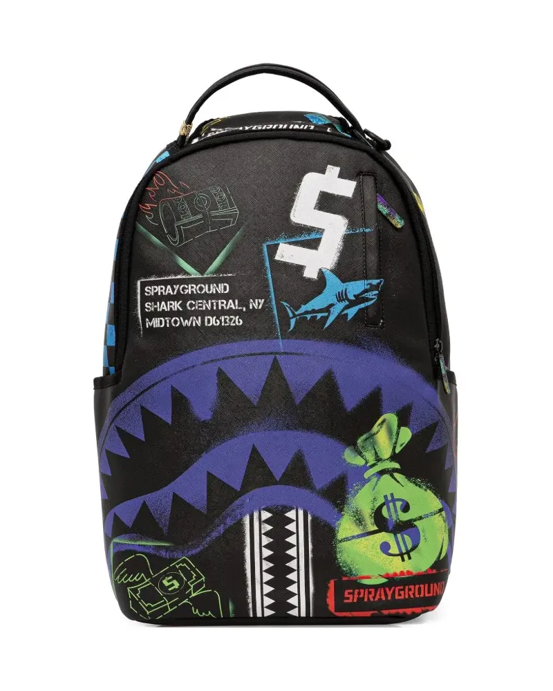 Sprayground shark-print backpack - Schwarz Schwarz