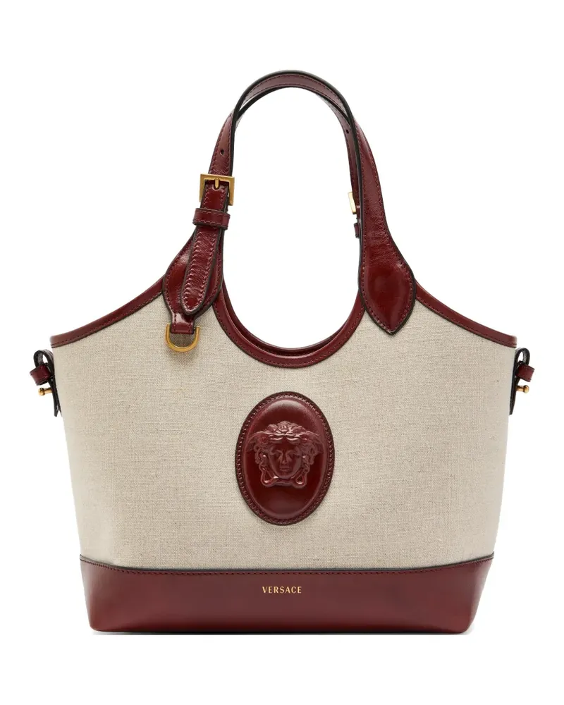 Versace Medusa plaque canvas tote bag - Nude Nude