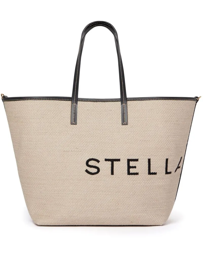 Stella McCartney Shopper mit Jacquard-Logo - Nude Nude