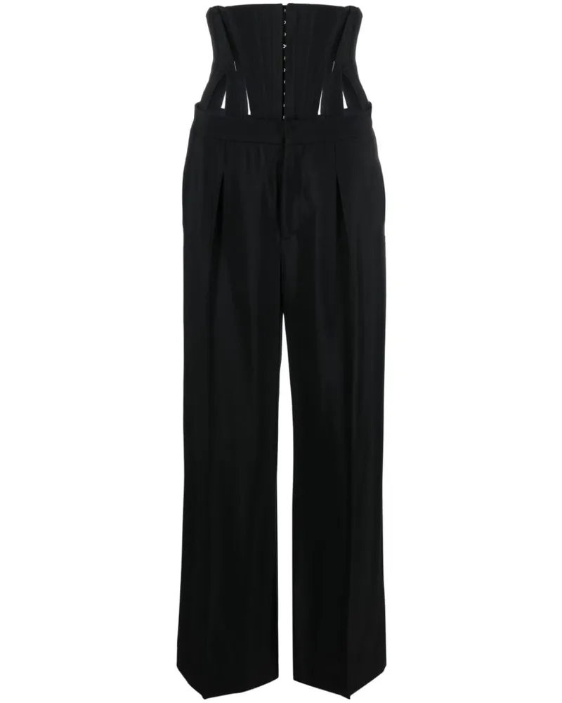 Thierry Mugler Cargohose mit weitem Bein - Schwarz Schwarz