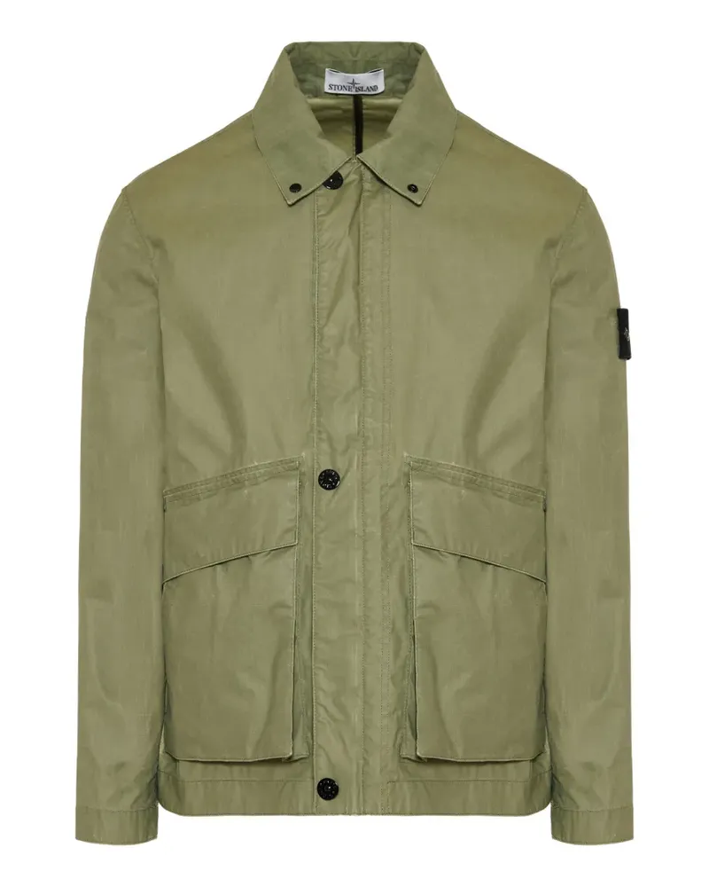 Stone Island 4100054 Tela Jacke aus gewachster Pigment-Baumwolle - Grün Grün