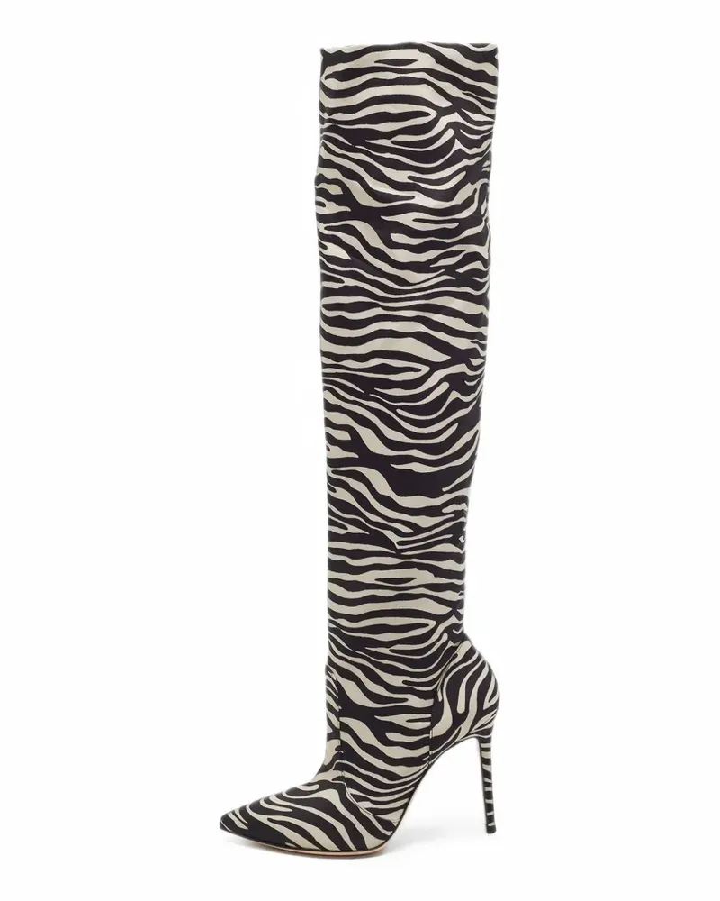 Gianvito Rossi Zeta zebra-print boots - Schwarz Schwarz