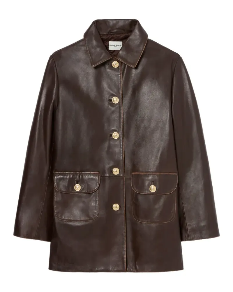 Claudie Pierlot Lederjacke mit Knopfverschluss - Braun Braun