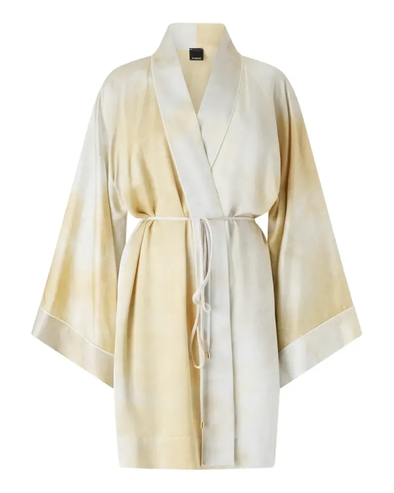 Pinko Kimono aus Satin mit Farbverlauf und Gürtel - Gelb Gelb