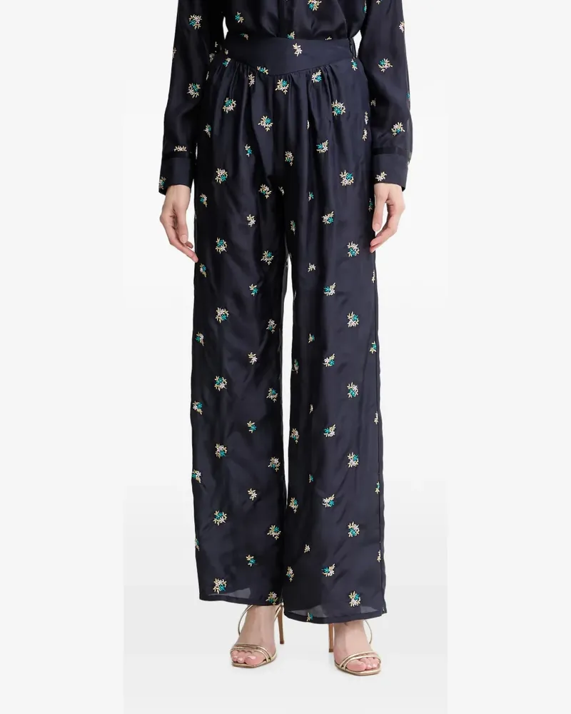 forte_forte floral-embroidered trousers - Blau Blau