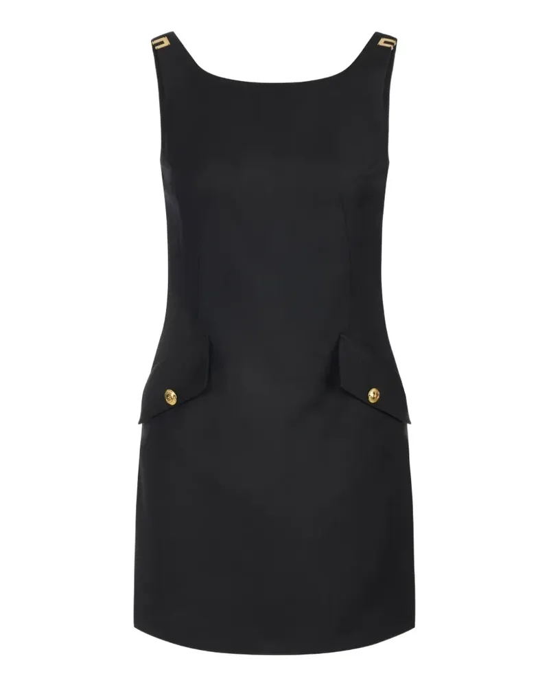 Elisabetta Franchi Minikleid aus kühlem Wollstoff mit Logo-Details - Schwarz Schwarz