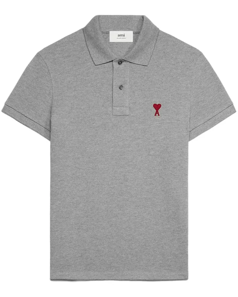 AMI Paris Poloshirt mit Logo-Stickerei - Grau Grau