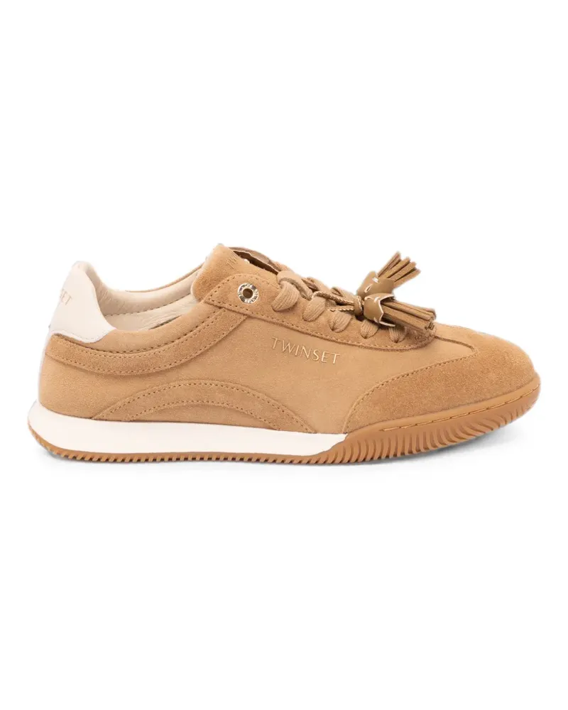 Twin-Set tassel-detail suede sneakers - Nude Nude