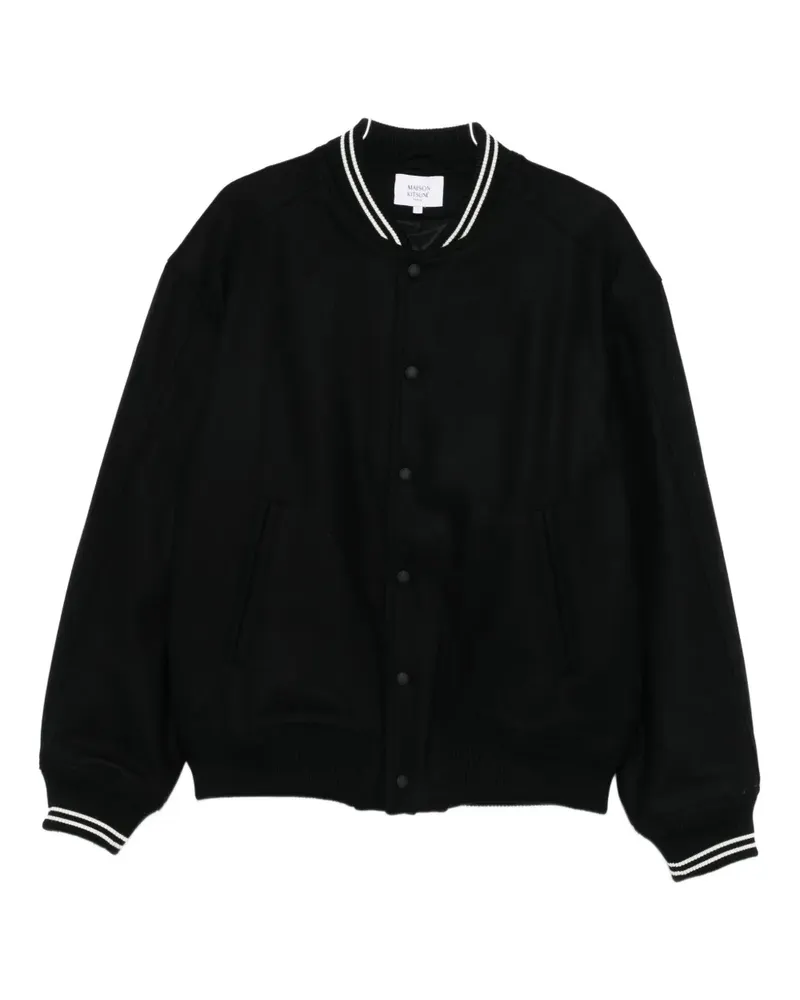 Kitsuné ribbed-trim buttoned jacket - Schwarz Schwarz