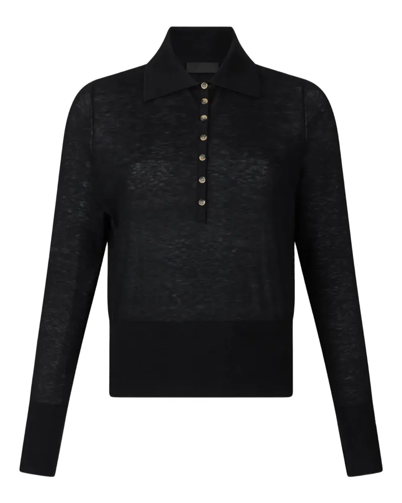 Liu Jo Gerippter Pullover mit Poloshirtkragen - Schwarz Schwarz