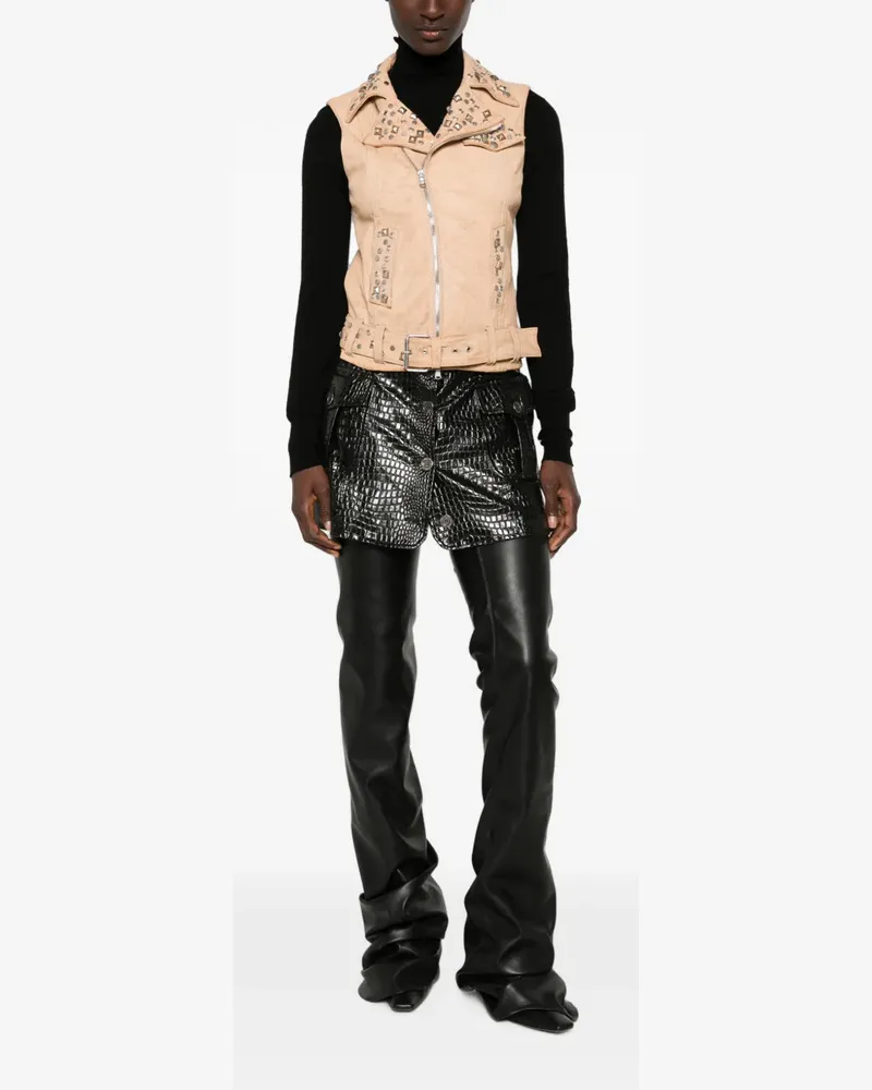 Dondup 2000s stud-embellished belted gilet - Nude Nude