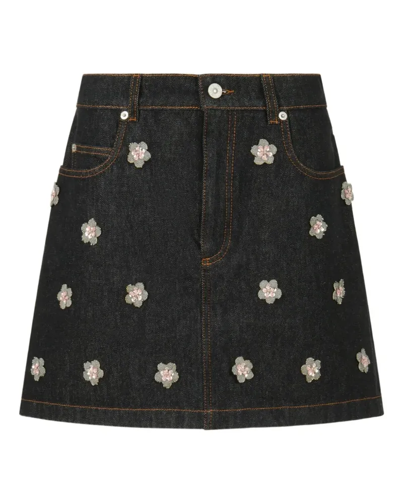 Marni Jeans-Minirock mit Margeriten-Applikation - Blau Blau