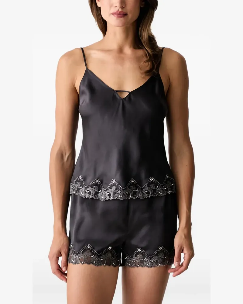 Chantelle Pyjama-Oberteil mit Spitzenbesatz - Schwarz Schwarz