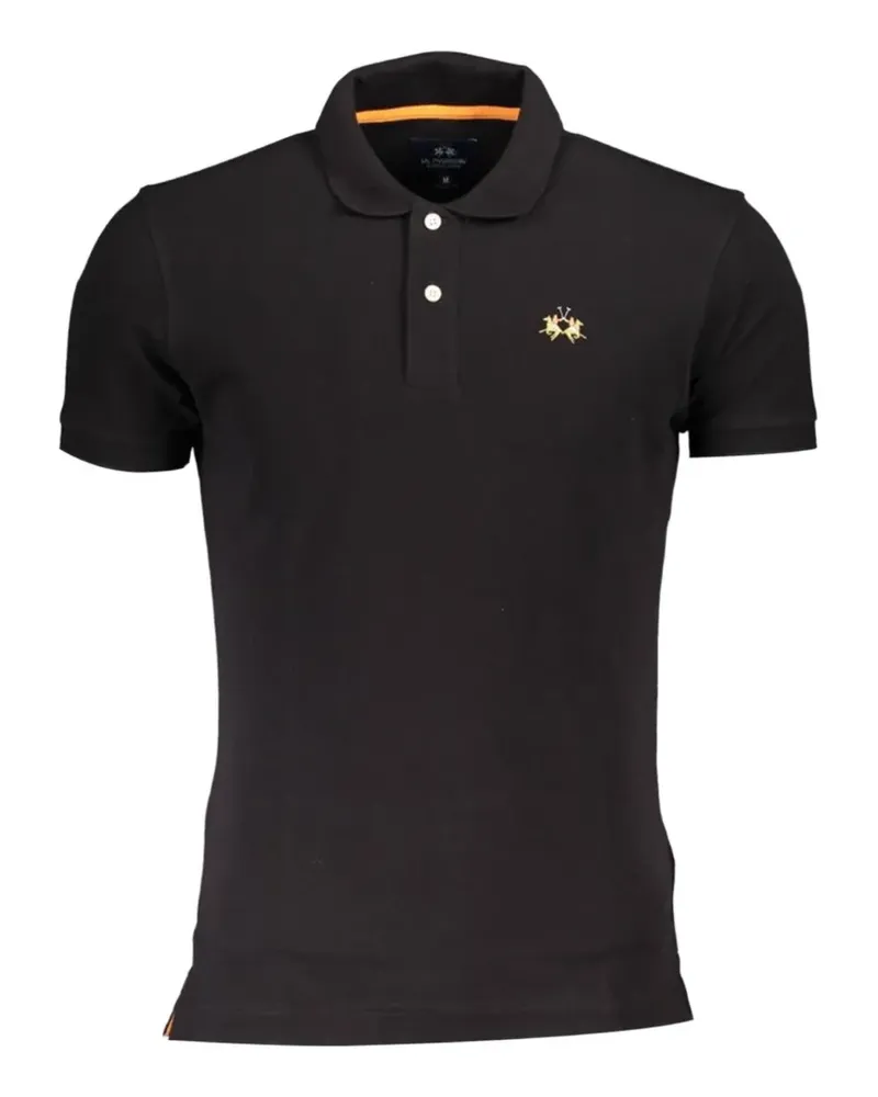 La Martina logo-embroidered piqué polo shirt - Schwarz Schwarz