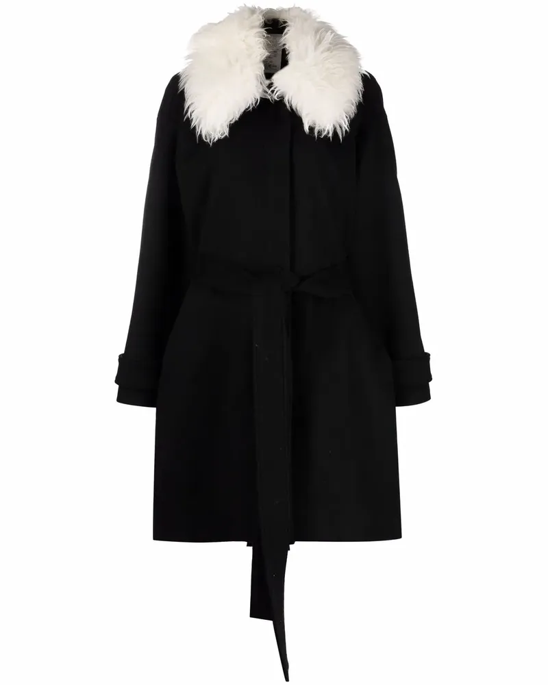 Stella McCartney Mantel mit Faux-Fur-Kragen - Schwarz Schwarz