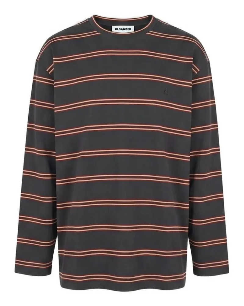 Jil Sander Gestreiftes Langarmshirt - Grau Grau