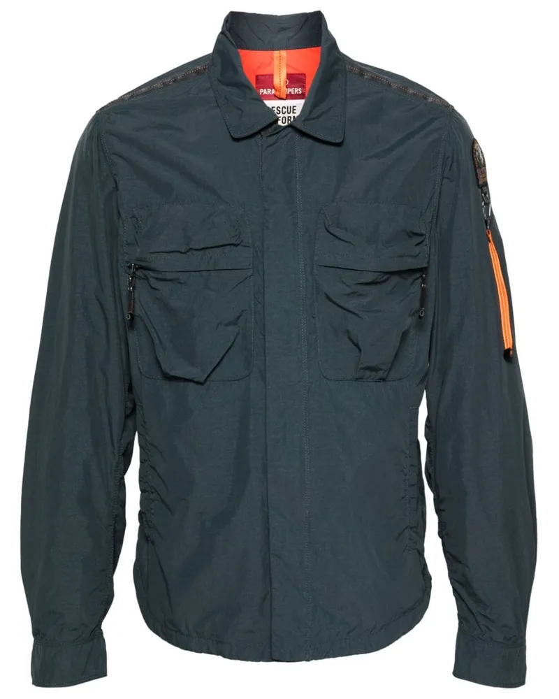 Parajumpers Millard logo-patch shirt jacket Blau