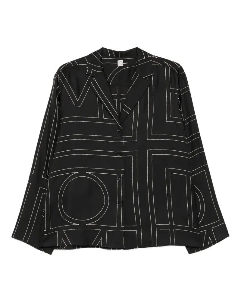 Totême Seidenhemd mit Monogramm-Print - Schwarz Schwarz