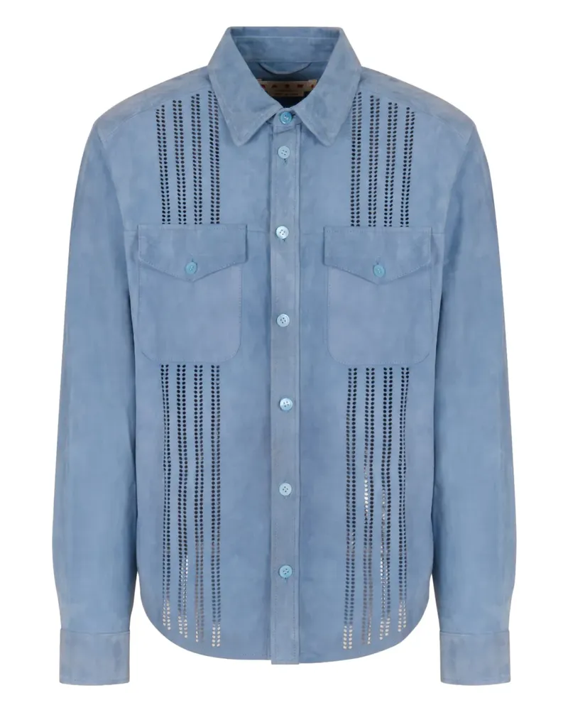 Marni cut-out flap-pocket shirt - Blau Blau