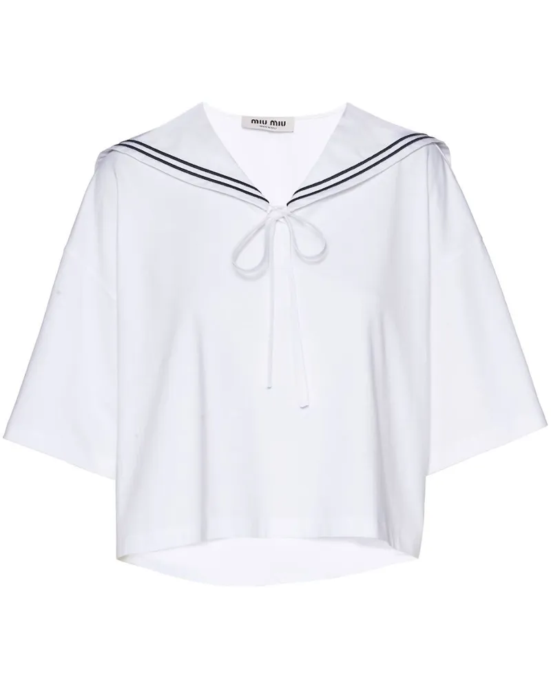Miu Miu Besticktes T-Shirt Weiß