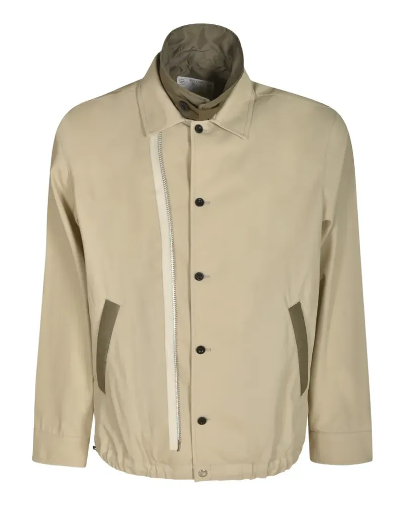 Sacai zipped double-collar shirt jacket - Nude Nude