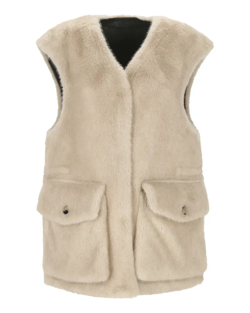 Urbancode reversible faux-fur gilet - Nude Nude