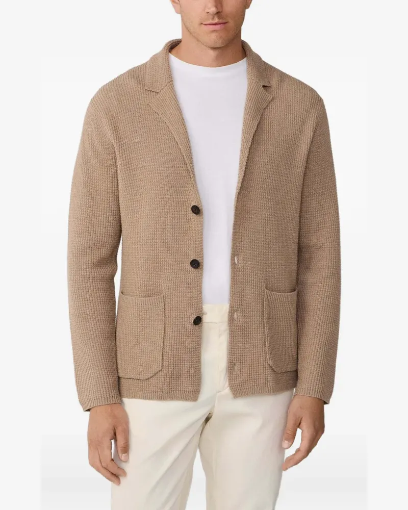 Hackett Cardigan mit Waffelstrick-Muster - Nude Nude