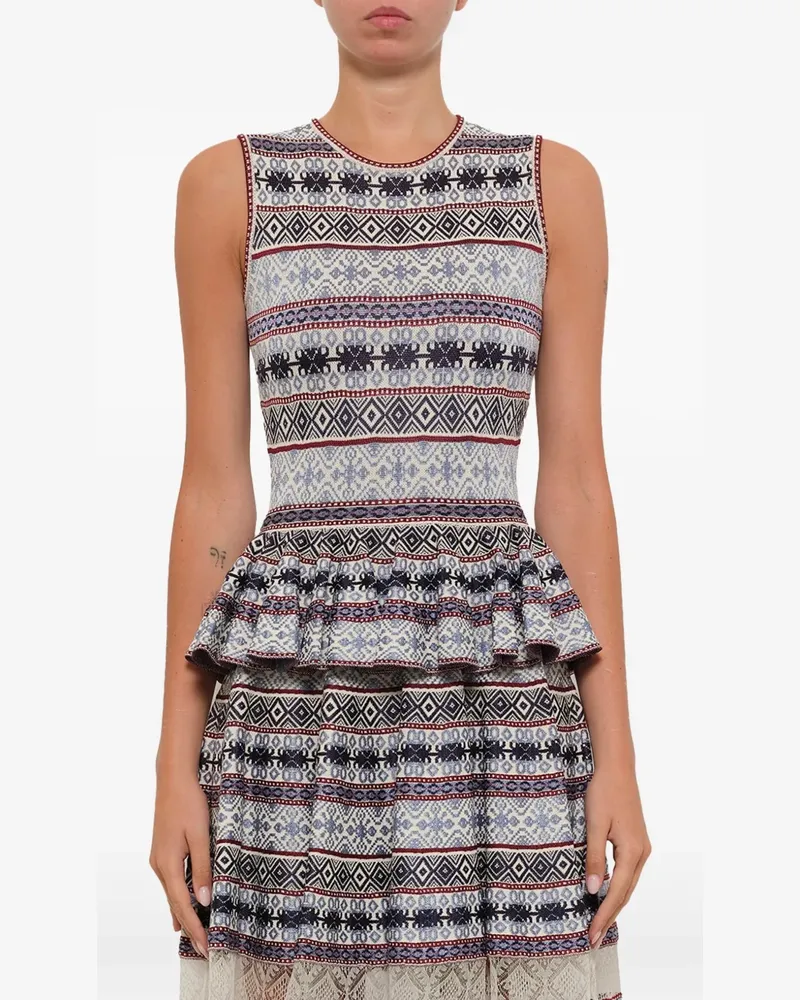 Alexander McQueen Jacquard-Kleid mit Schößchen - Blau Blau