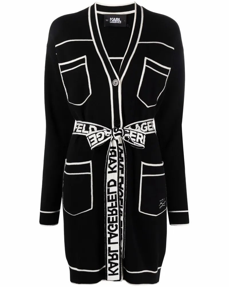 Karl Lagerfeld Cardigan mit V-Ausschnitt - Schwarz Schwarz