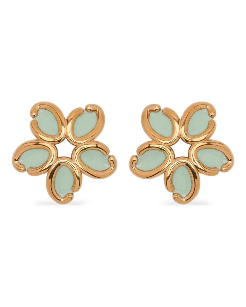 Oscar de la Renta Enamel O Flower Ohrringe - Grün Grün