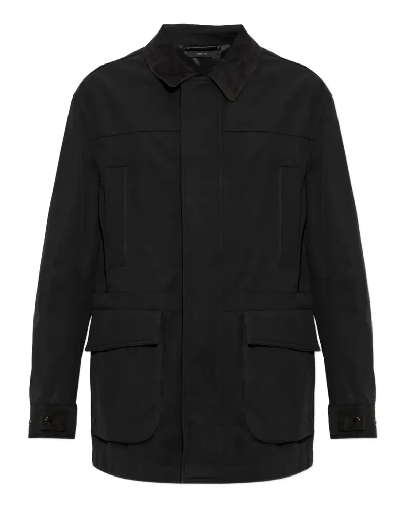 Tom Ford Jacke mit Twill-Kragen - Schwarz Schwarz