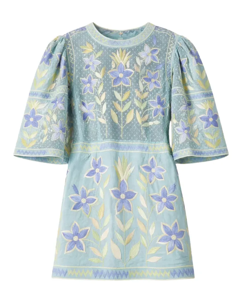 Antik Batik Carioca floral mini dress - Blau Blau