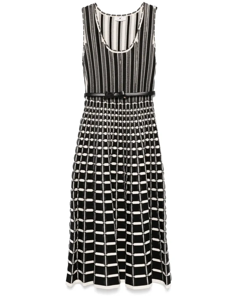 Elisabetta Franchi Midikleid mit Mikro-Rüschen - Schwarz Schwarz
