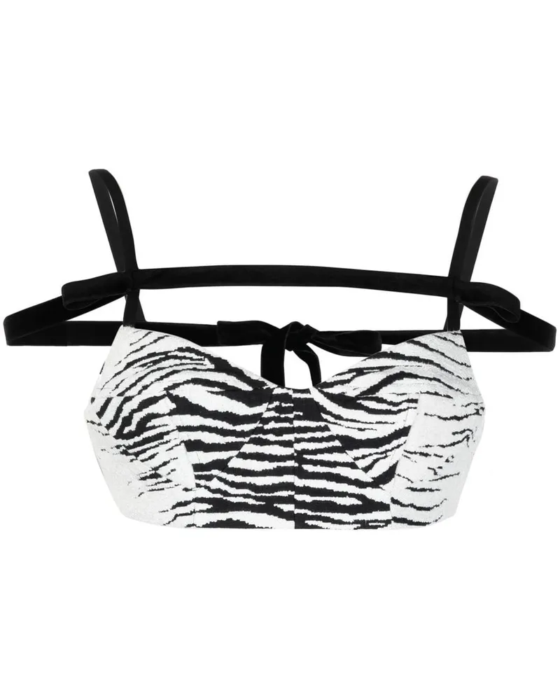 ATTICO Cropped-Top mit Zebra-Print Schwarz