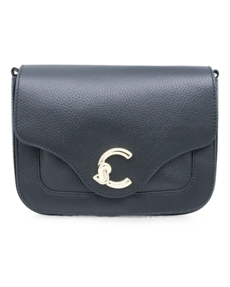 Coccinelle logo-plaque pebbled-leather shoulder bag - Schwarz Schwarz