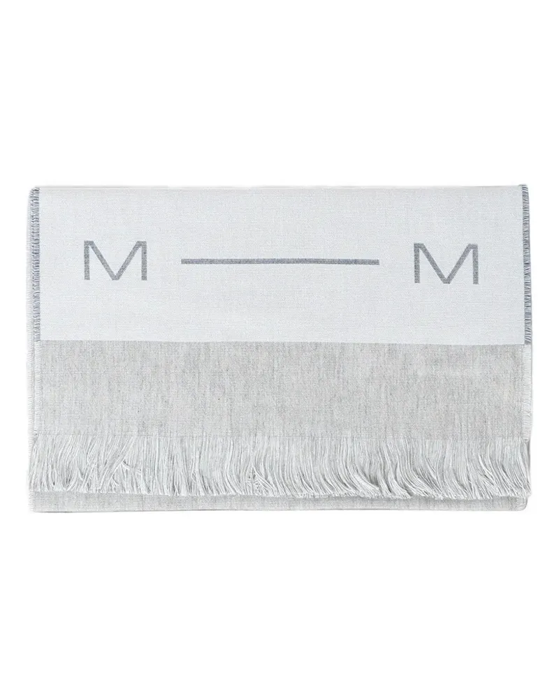 Max Mara logo-intarsia fringed scarf - Grau Grau