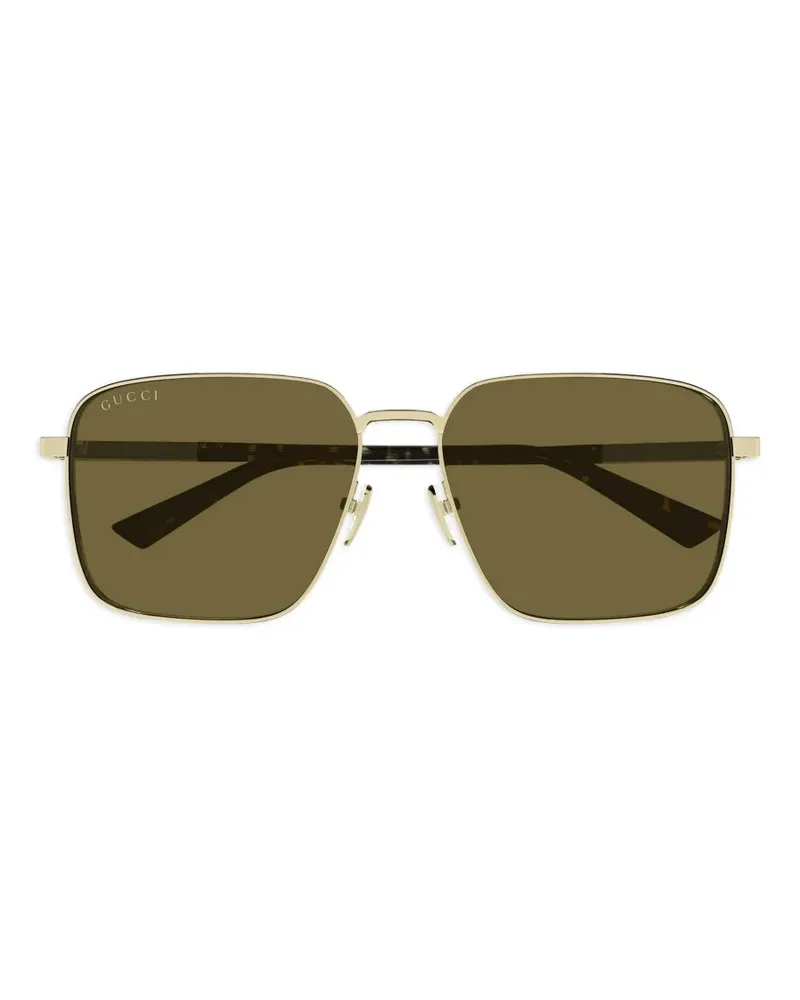 Gucci Eckige Sonnenbrille mit Webstreifen - Gold Gold