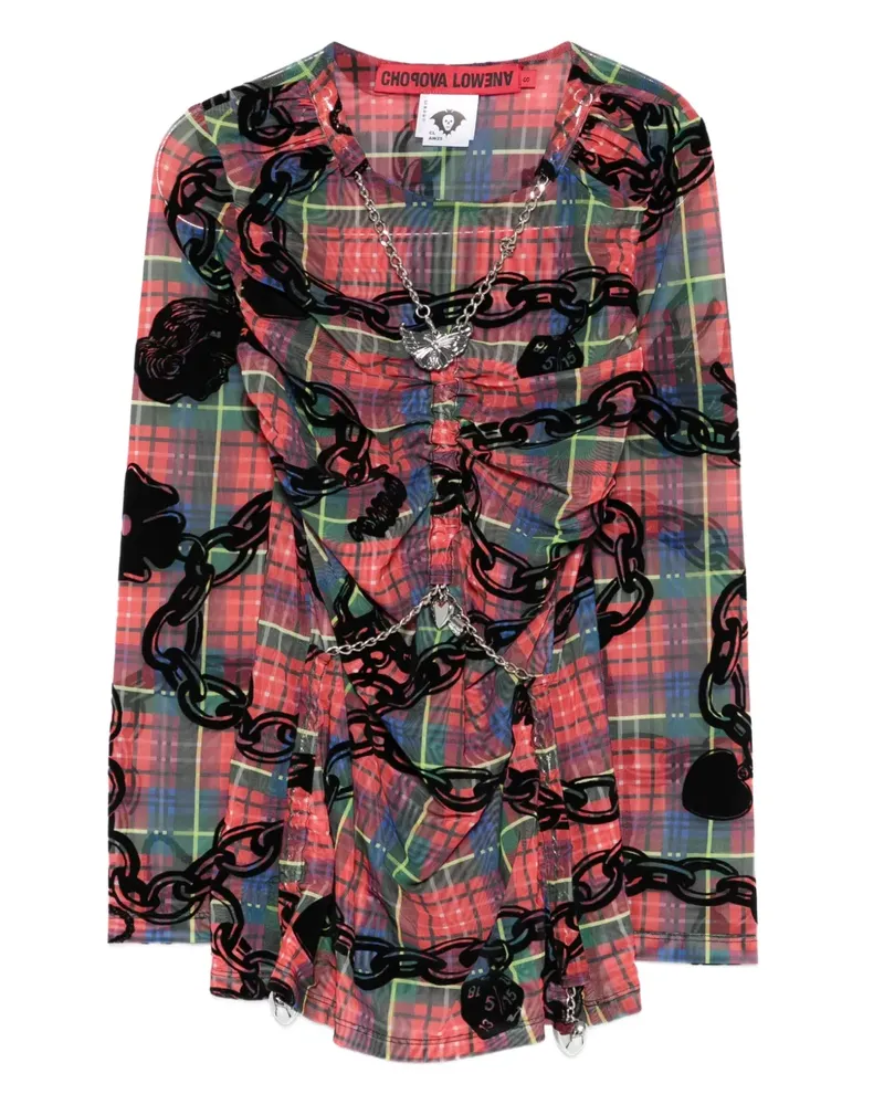 CHOPOVA LOWENA Karierte Bluse mit Ketten-Print - Rosa Rosa
