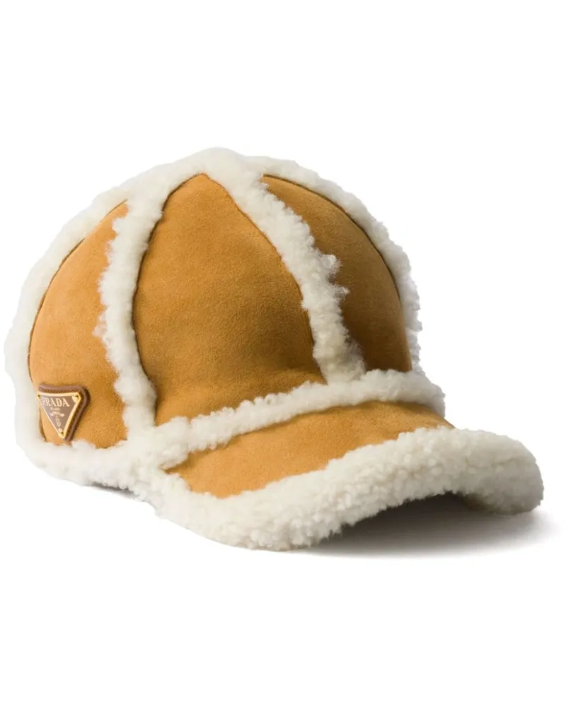 Prada Baseballkappe mit Shearling - Nude Nude