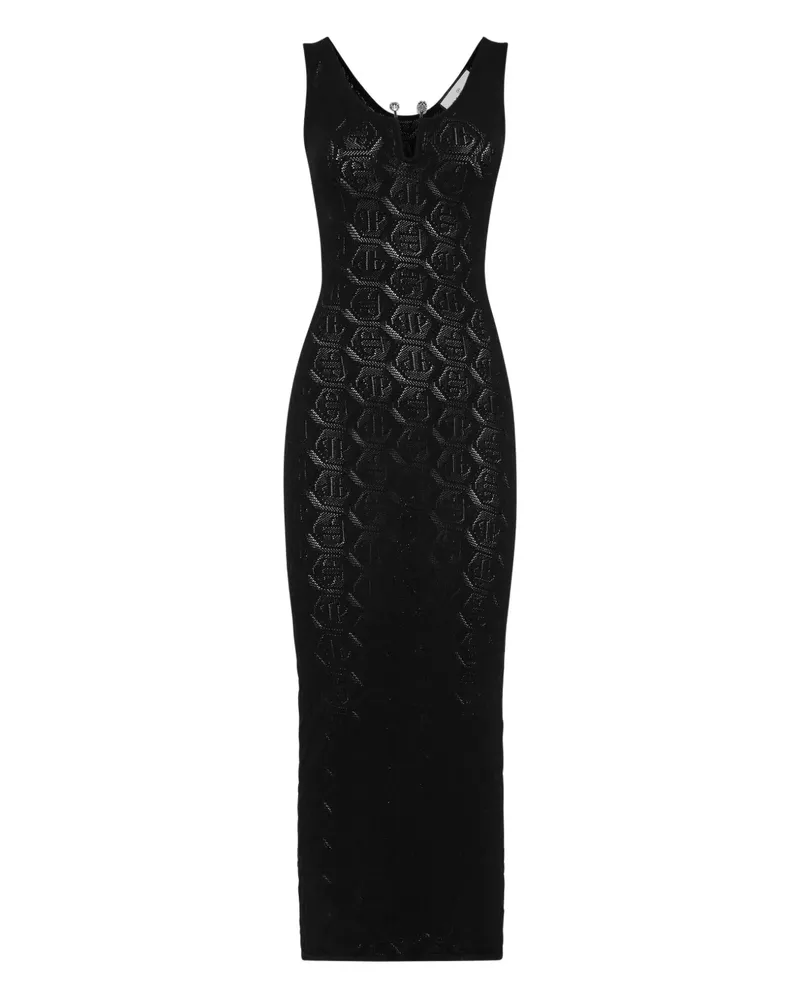 Philipp Plein Kleid aus Monogramm-Jacquard - Schwarz Schwarz