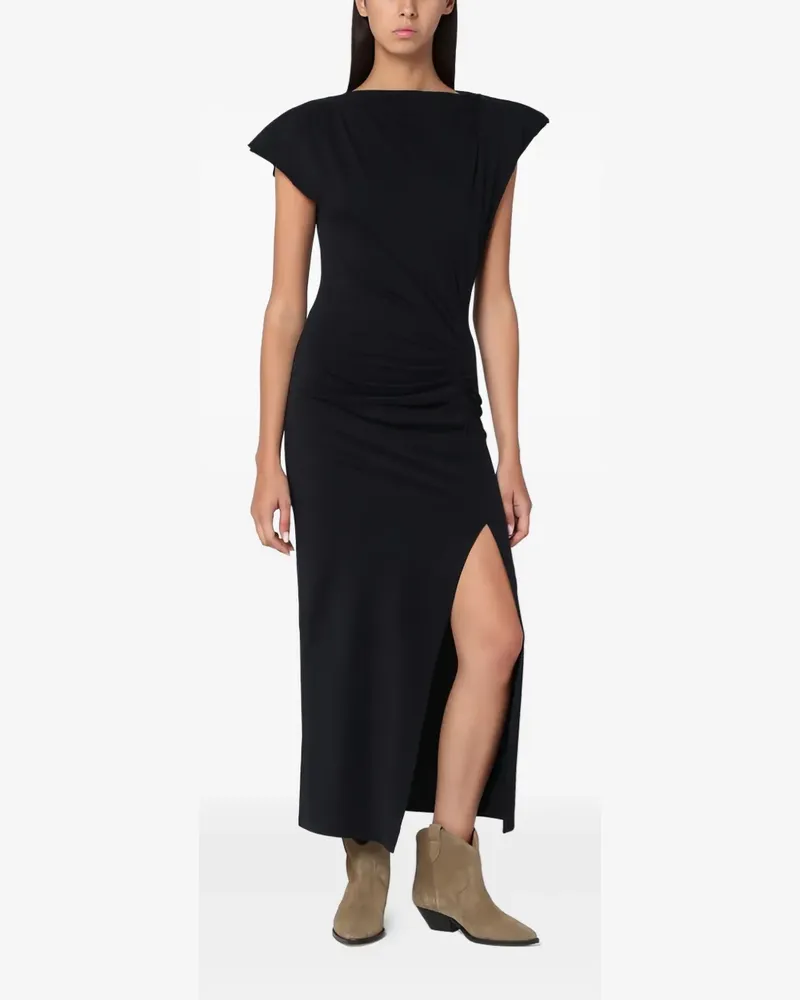 Isabel Marant shoulder-pad side-slit maxi dress - Schwarz Schwarz