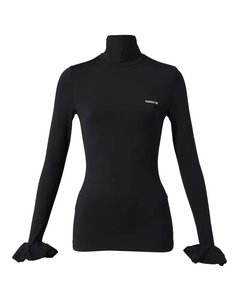 pushBUTTON scrunchie-sleeve jersey top - Schwarz Schwarz