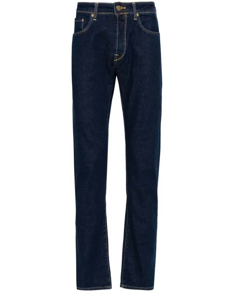 Incotex Skinny-Jeans mit Kontrastnähten Blau